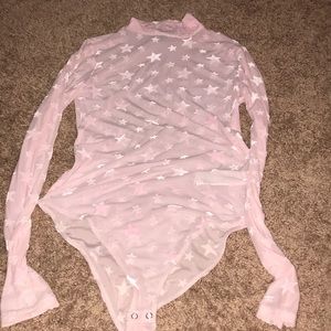 Forever 21 one piece top pink velvet stars